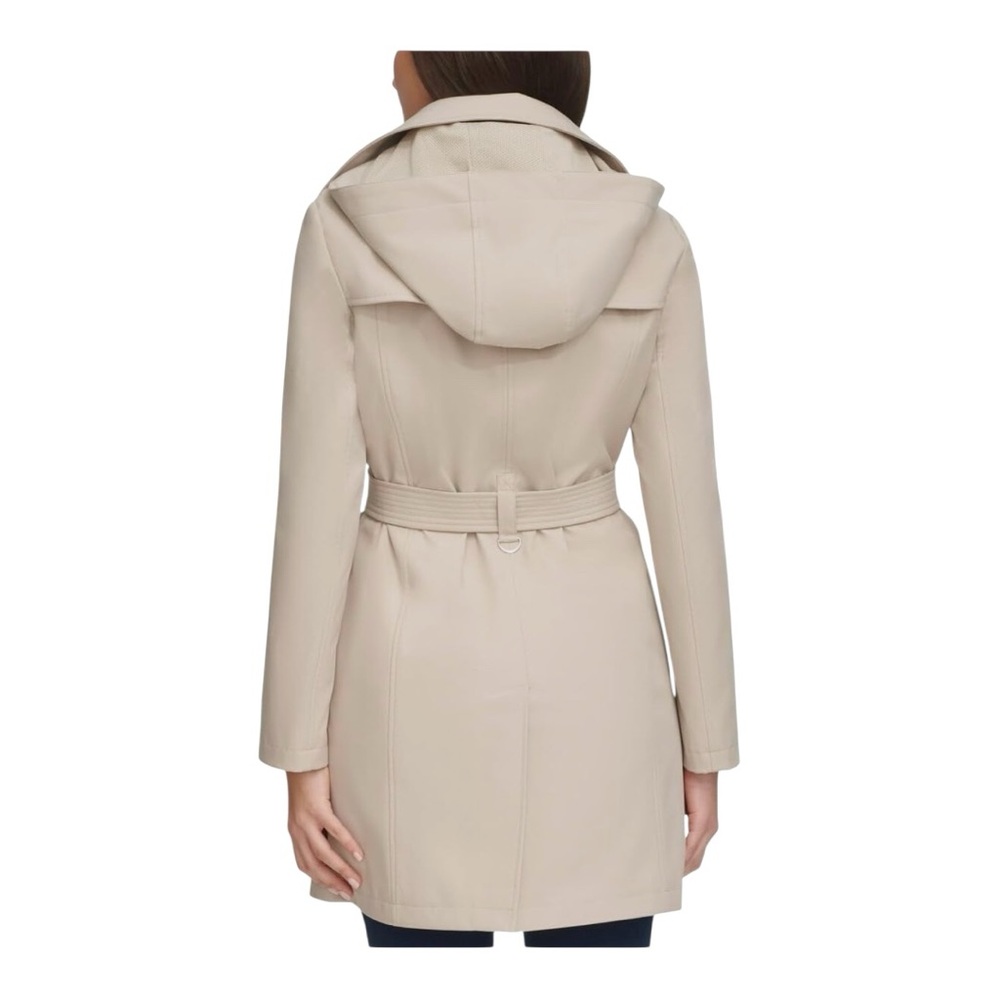 Calvin Klein Women's Tan Trench Coat - Mid-Length, Detachable Hood, Belted - XXL - Picture 4 of 8